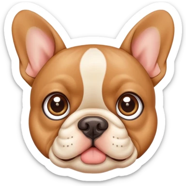 cute tan french bulldog face with big eyes and flat nose sticker