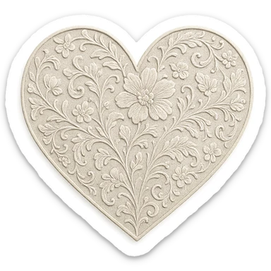 heart with embossed floral patterns sticker