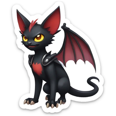 Black Edgy Punk-Gothic Bat-winged Litten-Bat-cat-Fakemon full body sticker