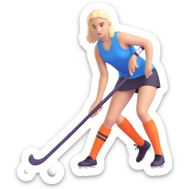 teen field hockey player, mid-game, focused look, athletic gear, clean background, bright colors sticker