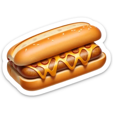 Sausage Sizzle Cinematic Realistic Sausage Sizzle Dish Emoji, depicted as a sizzling sausage tucked into a triangular slice of bread, rendered with rich textures and dynamic, warm lighting. sticker