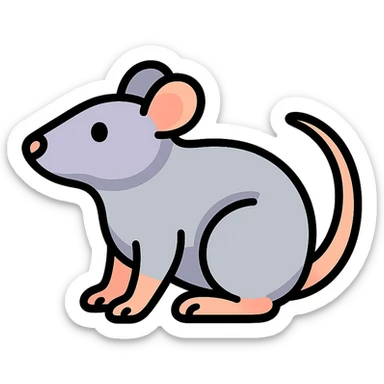 rat, symbol of the year in feng shui, Chinese eastern style, thin clean contours, soft rounded shapes, pastel palette #98B5BC, #B5B3C1, #C9A3C9, #E4C0CA, #F7DCD1, #F7C0AA, detailed shadows and highlights, soft lighting, transparent background, less cute, no decorative elements sticker