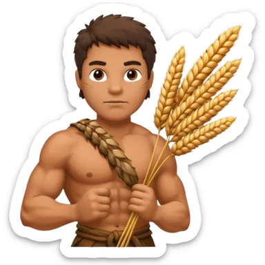 Stone age man  with Wheat Bundle sticker