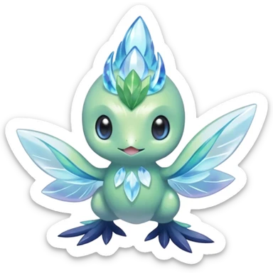 elemental icy floral ethereal glacial Axew-Rufflet-Brionne-Celebi-Pokémon-Fakémon-hybrid-creature sticker