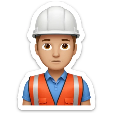 Arquitecto con casco blanco pero con chaleco de color rojo, la persona que sea un poquita morena sticker