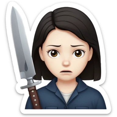 A person with a knife and looks worried  sticker