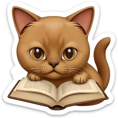 Burmese cat eating book sticker