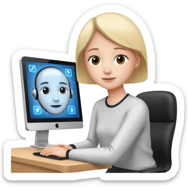 i want an emoje a person had completed his interview which is taken by Artificial interlligence in a computer sticker