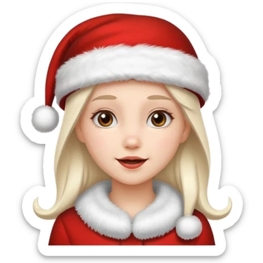 clean and vanilla girl with santa claus hat like holiday mood, christmas!! sticker