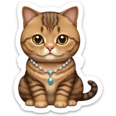 Brown and black Scottish fold with a diamond necklace  sticker