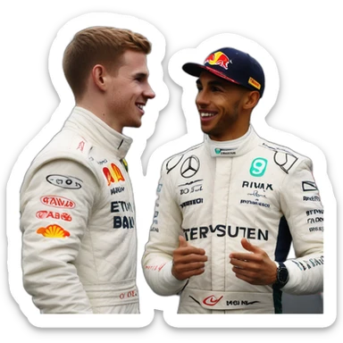 Lewis Hamilton passing Max Verstappen sticker