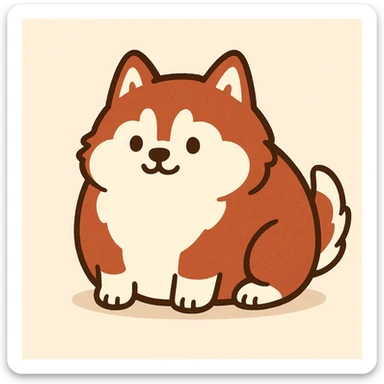 pusheen-style chonky red siberian husky sticker