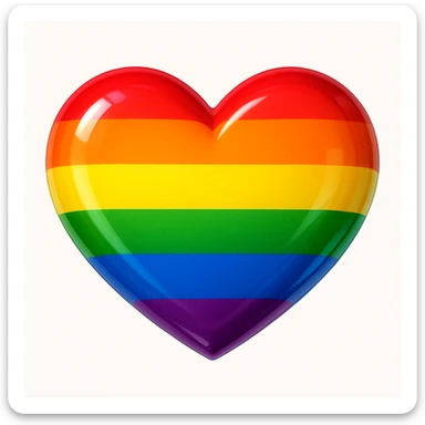 gay pride rainbow heart, bright and cheerful, glossy finish sticker