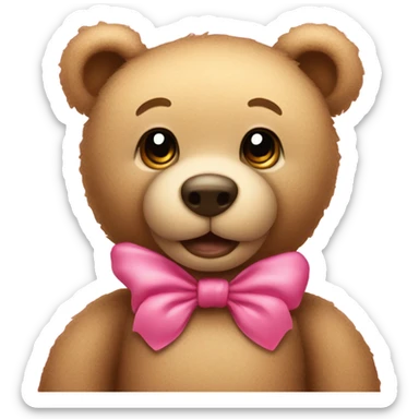 Teddy bear with a cute pink bow sticker