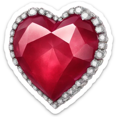 Heart made out of a ruby with a diamond texture  sticker