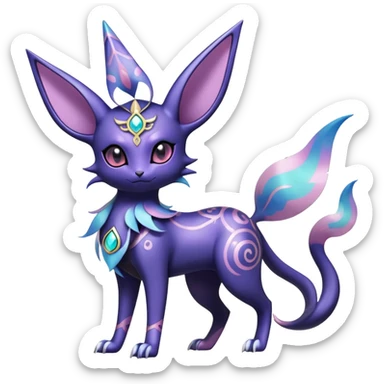 Shiny Exotic Badass Ethereal Royal Mysterious Gothic Noibat-Espeon-Umbreon-Sylveon-Pokémon-Fakémon-hybrid-creature (full body) with random pattern-markings sticker