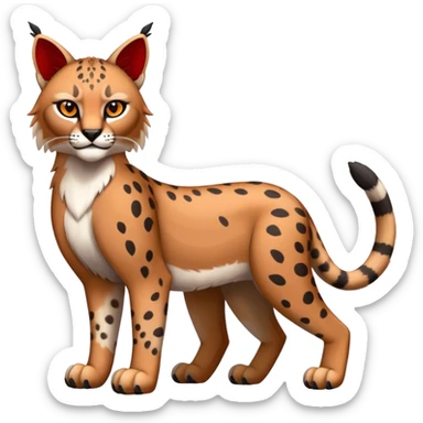 Cute cool black red white grey bobcat-lynx-cheetah-caracal-animal-hybrid-Fakemon full body sticker
