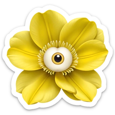 five leaved yellow anemone eyes mouth sticker