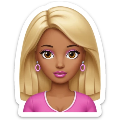 Brown skin blonde hair barbie with black eye  sticker