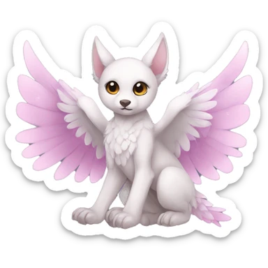 Anthro shy cute kawaii winged animal hybrid full body sticker