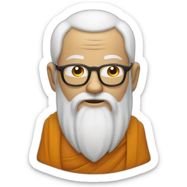 a wise man with glasses and a beard, in the style of a bouddhist monk sticker