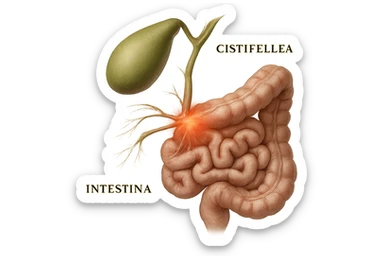 CISTIFELLEA E INTESTINO SONO COLLEGATI NEL DOLORE, iperrealistico 4k sticker