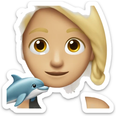 Blonde hair brown eyes 4th grade boy wearing cross necklace holding dolphin sticker