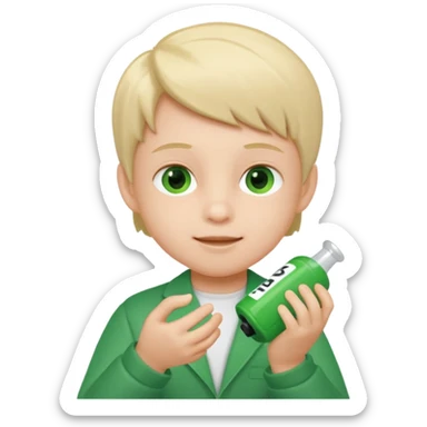 kid playing green formula 1 toy sticker