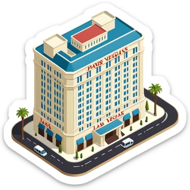 Paris Hotel Las Vegas, isometric exterior view  sticker