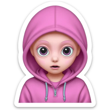 Aliens Pink, hoodie, cute big eyes sticker