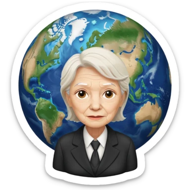 Planet earth emoji ceo old women face  sticker