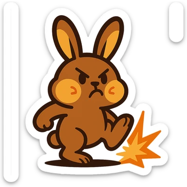 mocha bunny puffing cheeks, stamping foot, vibrant-toon style sticker