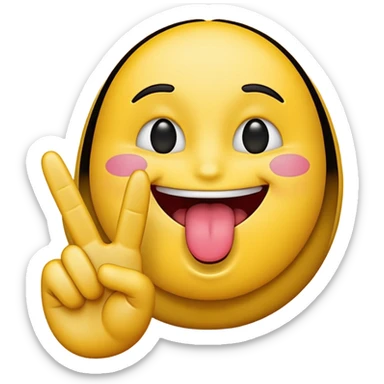 A yellow emoji face sticking it’s tongue between it’s fingers making a peace sign sticker