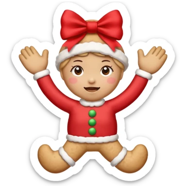 Christmas cookie with arms and legs but and red bow on her head sticker