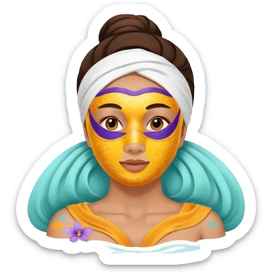 Lady with face mask spa beauty full face relaxing sticker