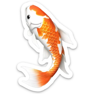 Platinum white long finned short bodied koi fish sticker