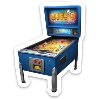 pinball machine with a lit birthday candle on top sticker