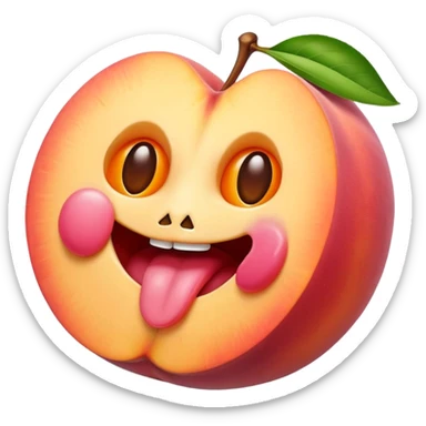 tongue licking sliced peaches  sticker