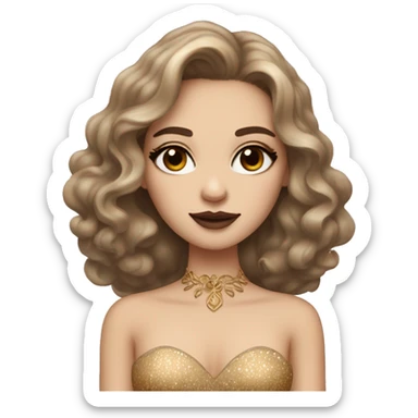 Create the zodiac sign leo as a pale brunette girl with elaborate makeup and dress that matches the zodiac sign  sticker