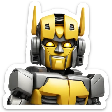 transformer thumbs up, make the transformer all yellow. Close up from the torso up sticker