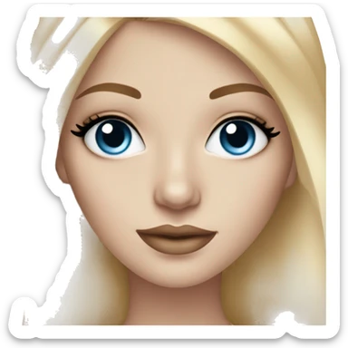 white girl with blue eyes and blonde straight hair wearing lashes and glam makeup sticker