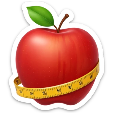 apple with a measuring tape sticker
