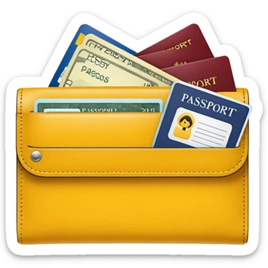 Travel yellow wallet – larger, holds passport and tickets.
 sticker