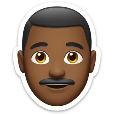 brown skin man with buzzcut and mustache sticker