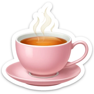 Light pink ceramic teacup with herbal tea, pastel background sticker