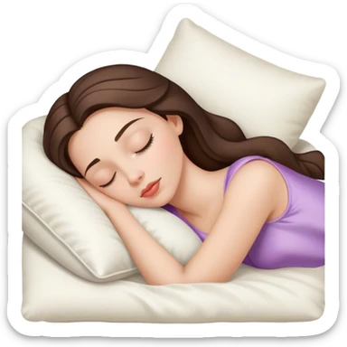 sleeping beauty brunette white girl with a silk pillow sticker