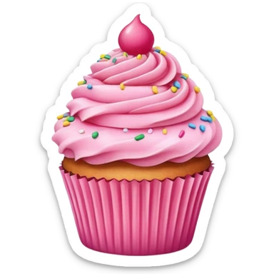 cupcake with pink frosting on top, sprinkles sticker