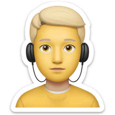A yellow face exactly like this « 😶 » and wearing airpods max sticker