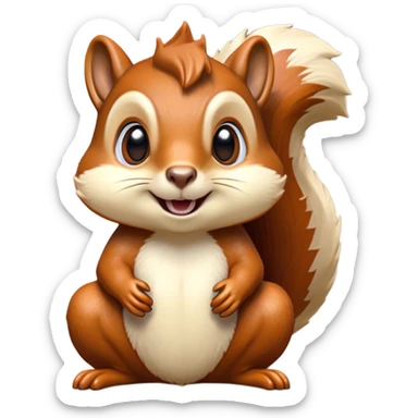 Cinematic Comical Squirrel Portrait Emoji, Head tilted dramatically with an exaggeratedly amused expression, featuring a striking auburn Fur with bold cream accents and wide, expressive eyes filled with playful disbelief, Simplified yet hilariously expressive features, highly detailed, glowing with a slightly sassy glow, high shine, dramatic yet playful, stylized with an air of cheeky woodland mischief, bright and endearing, soft glowing outline, capturing the essence of a spirited and over-the-top squirrel, so meme-worthy it feels like it could chatter its way into internet fame instantly! sticker