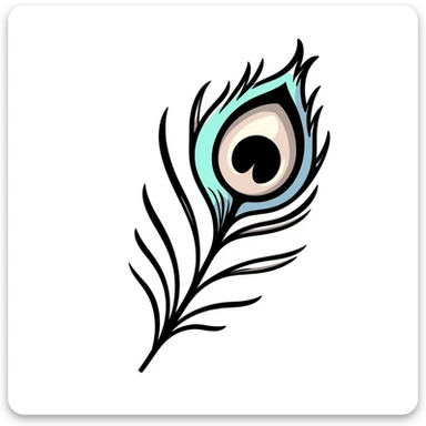 Iridescent peacock feather with beautiful rainbow eye pattern sticker